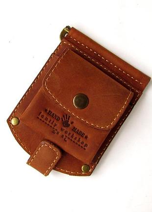 Кошелек с зажимом для денег из натуральной кожи с отделом для мелочи