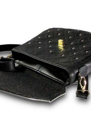 Женская сумочка, комбинированный черный и серебро.3 фото