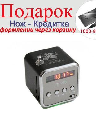 Портативна колонка td-v26 c fm-радіо / micro sd / tf / usb чорний