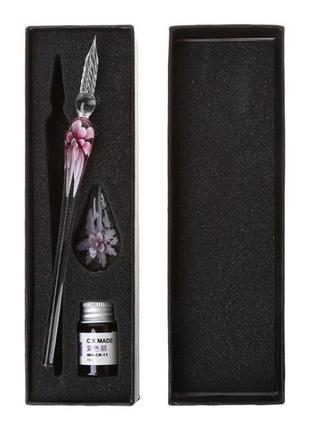 Чорнильна ручка з чорнилом dip скляна рожевий2 фото