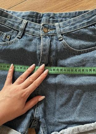 Синие джинсовые шорты s-с с высокой посадкой талией6 фото