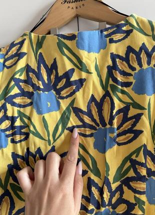 Сине-желтое платье zara летнее на пуговицах s-с хлопковая короткая мини8 фото