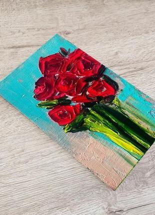 "абстрактні троянди" холст на картоні р 10х15 см6 фото