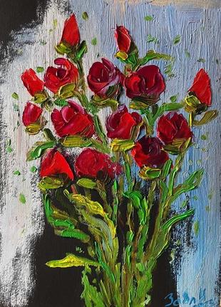 "троянди" картон/олія р 20х28 см2 фото