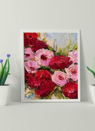 "дикі троянди" картон/олійні фарби р 20х28 см6 фото