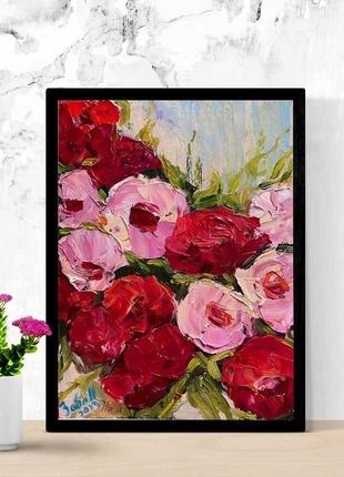 "дикі троянди" картон/олійні фарби р 20х28 см1 фото
