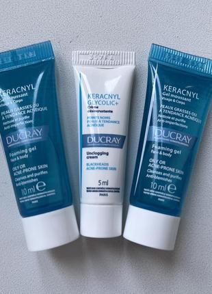 Ducray keracnyl foaming gel — очищающая гель-пенка для лица и тела для жирной кожи склонной к акне, франция 🇫🇷