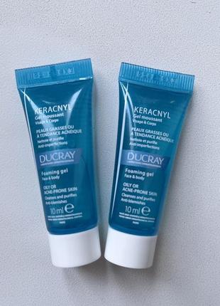 Ducray keracnyl foaming gel — очищающая гель-пенка для лица и тела для жирной кожи со склонностью к акне, франция 🇫🇷2 фото