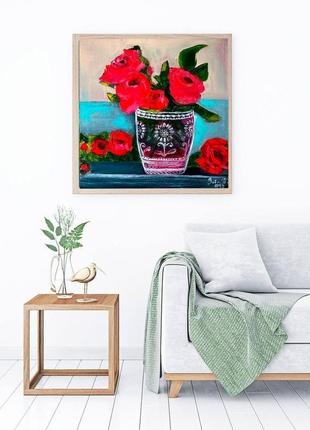 "троянди" олія/полотно р. 40х40 см9 фото