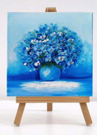 Картина "фіалки" полотно/олія р 15х15 см