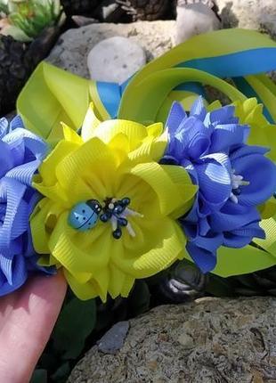 Обруч з жовто-блакитними квітками5 фото