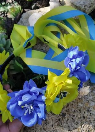 Обруч з жовто-блакитними квітками4 фото