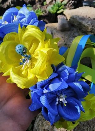 Обруч з жовто-блакитними квітками6 фото
