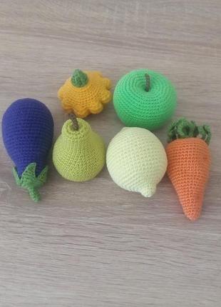 Вязаные фрукты и овощи набор для игр4 фото