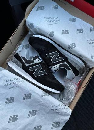 Женские кроссовки new balance 574 black white8 фото