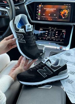 Жіночі кросівки new balance 574 black white5 фото