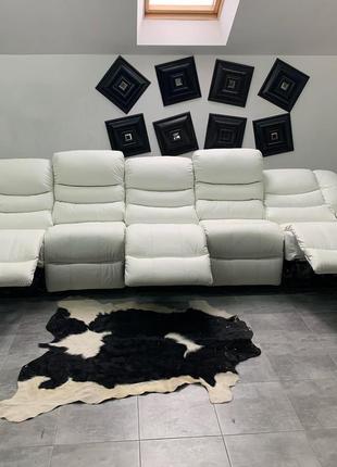 Белый кожаный диван реклайнер, мебель релакс2 фото