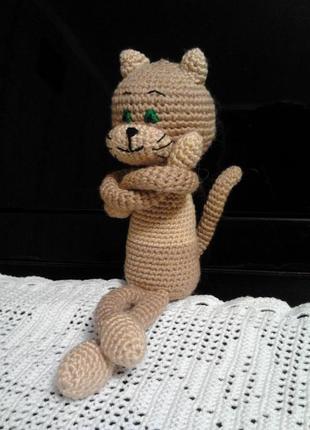 Вязанная игрушка кот2 фото