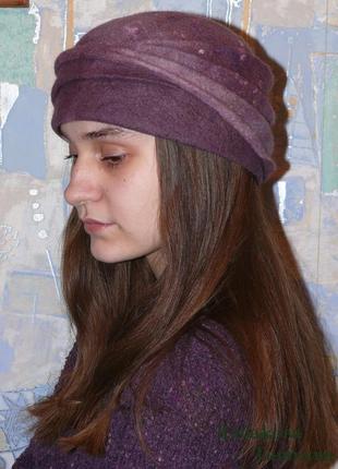 Валяне капелюх "містичний фіолет"3 фото
