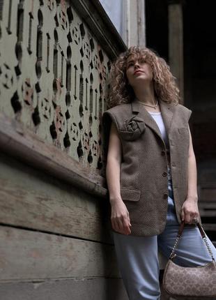 Апсайклінг жакет жилетка guy laroche paris вінтаж вовна оверсайз