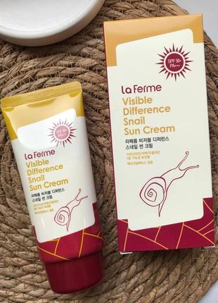 Солнцезащитный крем с экстрактом улитки spf50+ - farmstay visible difference snail sun cream