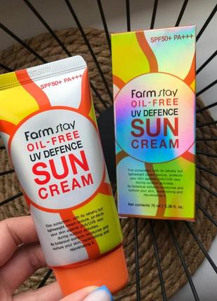 Солнцезащитный крем без масел farm stay oil-free uv defence sun cream spf50+ pa+++