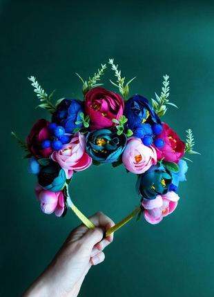 Вінок обруч з квітами венок для фотосессии украинский веночек український вінок до вишиванки1 фото