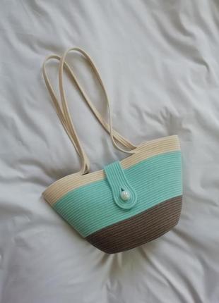 Летняя пляжная сумка из хлопкового шнура3 фото