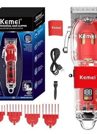 Машинка для стриження kemei km-1761 (4 насадки, usb-кабель, ди...