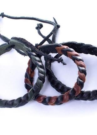 Плетеная  браслет-фенечка из натуральной кожи. любые цвета, и их сочетания.2 фото