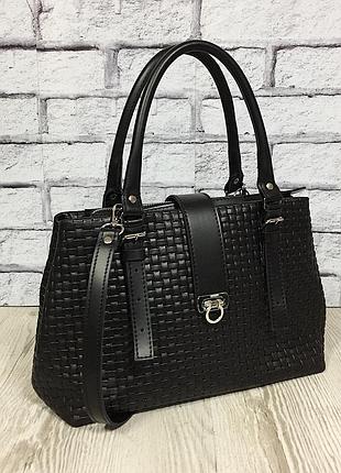 Класична жіноча сумка "хлоя" з натуральної шкіри чорного кольору