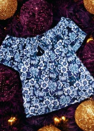 Брендовая красивая блуза pep&co принт цветы этикетка1 фото
