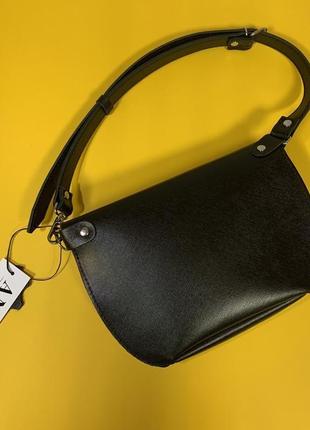 Женская поясная сумка "лира" черного цвета из натуральной кожи, сумка на пояс2 фото