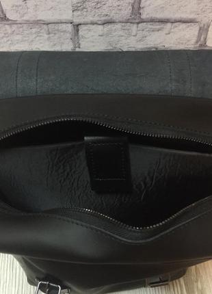 Мужской рюкзак "бруклин" из натуральной кожи черного цвета, вместительный рюкзак под ноутбук