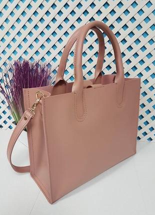 Женская сумка "соло" из натуральная кожи розового цвета, каркасная сумка, классическая сумка3 фото