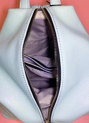 Женский рюкзак "парис" из натуральная кожи голубого цвета, вместительный рюкзак4 фото