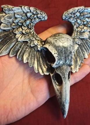 Барельеф, декор, череп ворона с крыльями