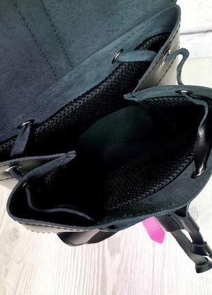 Рюкзак женский "вояж" натуральная кожа, чёрный + фиолетовый3 фото