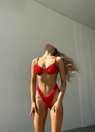 Красный купальник раздельный ❤️1 фото