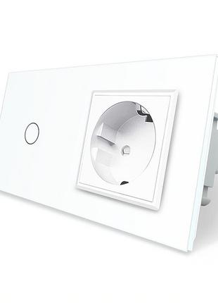 Сенсорний прохідний вимикач 1 сенсор 1 розетка livolo білий ск...