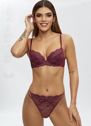 Бордовий комплект ann summers sexy lace planet спідня білизна р.l 80 g