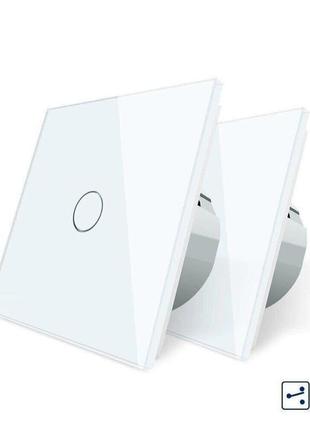 Комплект сенсорний прохідний диммер livolo білий скло (vl-c701...
