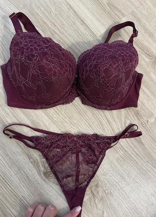 Бордовий комплект ann summers sexy lace planet спідня білизна р.l 80 g7 фото