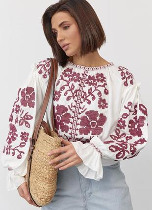 Женская качественная украинская вышиванка, вышитая блуза, блузка этно рубашка украинская5 фото