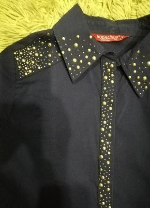 Блузка, рубашка, заклепки, блестки, s, modalinda2 фото