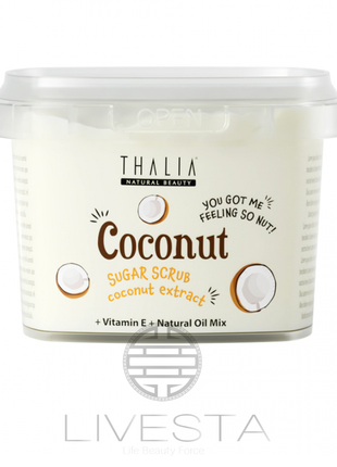 Сахарный скраб для тела "кокос" thalia, 300 г1 фото