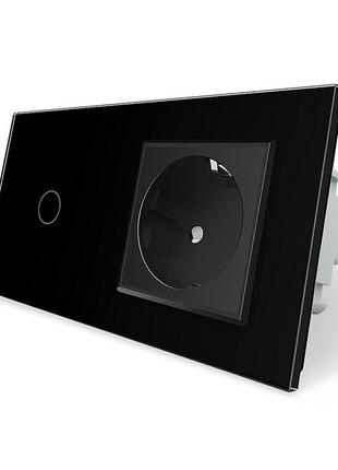 Сенсорний прохідний вимикач 1 сенсор 1 розетка livolo чорний с...