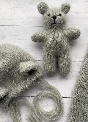 Мишка вязанный 16 см для фотосессии новорожденных