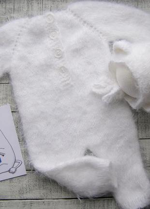Сліп (піжама, комбінезон, чоловічок) + шапочка з вушками для фотосесії новонароджених2 фото