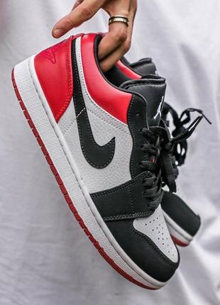 👟nike air jordan 1 retro low (черно/белые с красным)3 фото